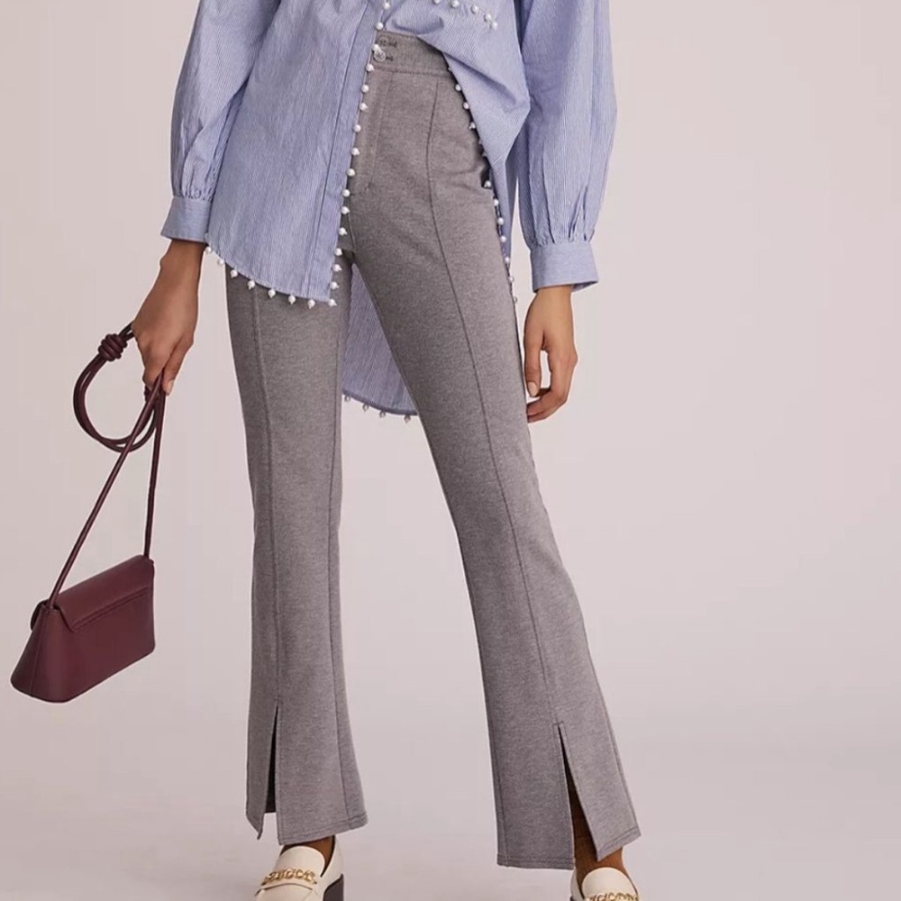 NWT gray Maeve Anthropologie stretch split-hem pants